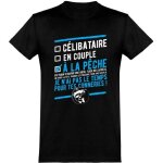 Tee shirt homme humour cadeau imprim en france 100% coton 185gr clibataire  la pche