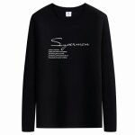 Tee shirt homme imprime manches longues en coton casual t - shirt col rond tissu confortable - noir