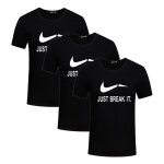 Tee shirt homme insfity - lot de 3 tee shirts imprims col rond manches courtes noir en coton