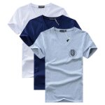 Tee shirt homme manches courtes col v imprim� chouette - insfity - blanc / bleu / gris - coupe droite ...