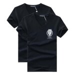 Tee shirt homme manches courtes col v imprim� chouette - noir - insfity - coupe droite