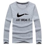 Tee shirt homme manche longue coton col arrondi mode t - shirt imprim - gris