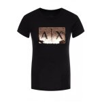 Tee shirt femme armani exchange - logo sequins rversibles - noir - col arrondi