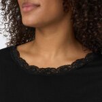 Tee shirt manches courtes col rond dentelle uni femme only carmakoma