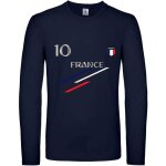 Tee shirt manches longues - france - enfant - bleu marine - taille 3 � 14 ans - 100% coton