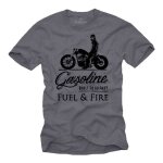 Tee shirt moto homme - vetements cafe racer - vintage chris davidsons motorcycles bleu - gris