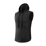 Tee shirt sport homme a capuche casual schage rapide sans manche - noir - insfity - fitness - respirant ...