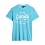 Tee shirt superdry vl neon relaxed tee - bleu ciel