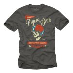 Tee shirt tete de mort avec casque moto - makaya - psycho by birth - homme - gris - 100% coton