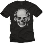 Tee shirt tete de mort homme - swag musique rock skull avec casque noir xxl