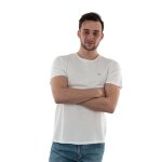 Tee shirt homme - tommy jeans - slim jaspe c neck - blanc - coton - manches courtes