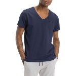 Tee shirt - tommy hilfiger - uni - col v - manches courtes - coton - femme