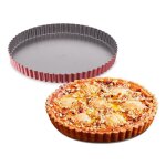 Tefal delibake acier rouge carbone moule  tarte 28cm fond amoviblej1641514