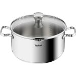 Faitout - tefal - duetto a7054663 - 24 cm - acier inoxydable 18 / 10 - couvercle filtrant en verre