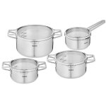 Tefal nordica lot 8 pices inoxcasserole 16 cm + faitouts 18 / 20 / 24 cm + 4 couvercles verre induction ...