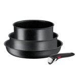 Set de poêles - tefal - ingenio black stone - 4 pièces - poignée amovible - compatible induction Set de poêles - tefal - ingenio black stone - 4 pièces - poignée amovible - compatible induction