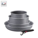 Tefal ingenio hard stone lot de 5 pices : poles 22 / 26 cm casseroles 16 / 20 cm poigne amovible