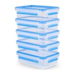 Tefal masterseal fresh 08 l lot de 5 botes alimentaires rectangulaires en plastique hermtique compatible ...