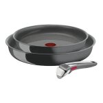 Set de 2 po�les - tefal - l2629202 - ingenio renew - gris hippo premium - 1 poign�e amovible
