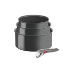 Tefal set de 3 casseroles ingenio renew poigne amovible l2609402 gris hippo iron - 3168430349247