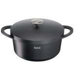 Tefal trattoria marmite rond noir faitout rond rond noir fonte d`aluminium titane noir cramique gaz ...