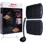 Plaque de gril  gaufres - tefal - xa724810 - 2 plaques  gaufres - louche incluse - noir
