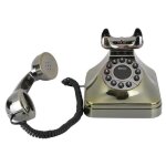 T�l�phone fixe vintage bronze antique appel haute d�finition grand bouton c�blage us / uk telephonie ...