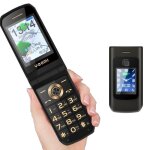 T�l�phone portable soyes k21 + 4g � clapet avec �cran 40 pouces lampe de poche et bluetooth - noir