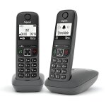 T�l�phone sans fil - gigaset - as490 duo - noir - mains libres - grand �cran illumin�