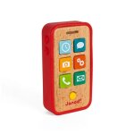 T�l�phone sonore en bois janod - d�s 18 mois - 7 touches sonores en plastique souple - rouge