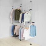 Sobuy portant  vtements tlescopique penderie ouverte rglable avec tringles et crochets porte - manteau ...