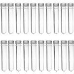 Tempsa 20pcs tubes à essai en plastique avec bouchon en métal 45ml Tempsa 20pcs tubes à essai en plastique avec bouchon en métal 45ml