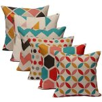 Housses de coussin - tempsa - lot de 6 - motif g�om�trique - 45x45 cm - facile � nettoyer