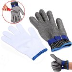 Tempsa anti coupure boucher sécurité gant travail en inox à sangle maille protection gris Tempsa anti coupure boucher sécurité gant travail en inox à sangle maille protection gris
