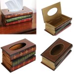 Tempsa bo�te � mouchoir en bois papier serviettes tissu stockage en forme de livre uk