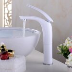 Tempsa haut mitigeur robinet cuivre salle de bain lavabo mode blanc