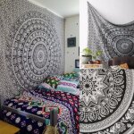 Tenture murale indienne mandala - tempsa - gris - polyester - ethnique