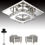 Tempsa plafonnier led lustre lampe de plafond �clairage lumi�re cristal suspendu blanc salle de bain