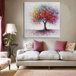 Tempsa tableau peinture � huile toile color� arbre cadre abstrait et cadre art mural salon d�cor