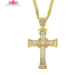 Tendance hip hop croix pendentif collier 18k plaqu� or micro zircone cha�ne collier pour hommes gar�ons ...