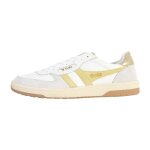Tennis basket basses gola hawk blanc citron or femme - lacets - cuir - confort exceptionnel