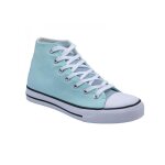 Tennis montantes en toile femme - primtex - couleur turquoise - plateforme caoutchouc gomme blanches