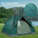 Tente camping - homewell - familiale pliante �tanche pour 3 - 4 personnes - vert