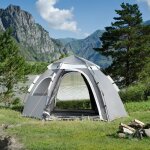Tente de camping nybro montage instantan� 240 x 205 x 140 cm gris fonc� gris clair
