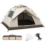 Tente de camping tente pop up 4 personnes tente dme familiale impermable et coupe - vent avec 2 fortes ...