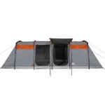 Tente de camping tunnel - mothinessto - 8 personnes - imperm�able - gris et orange - 698x315x205 cm