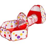 Tente pour enfants avec tunnel et piscine � balles - zgeer - rouge - 3 en 1 - espace de rangement des ...