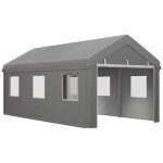 Carport - outsunny - 600x295x278cm - pe - gris