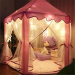 Tente de jeu int�rieure - marqueune - ch�teau princesse - rose - hauteur 135cm - diam�tre 140cm