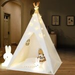 Tente de jeu tipi enfant avec guirlande enfants tente grande int�rieure ext�rieure blanc toile indian ...